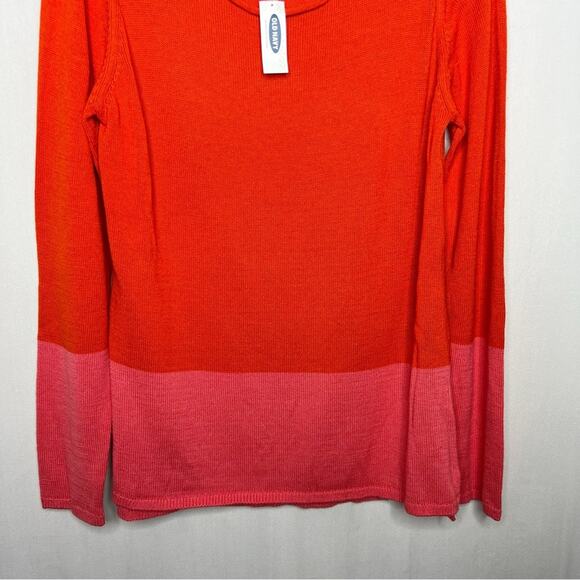 OLD NAVY / orange pink colorblock oversized scoop neck sweater / L - Picture 4 of 7